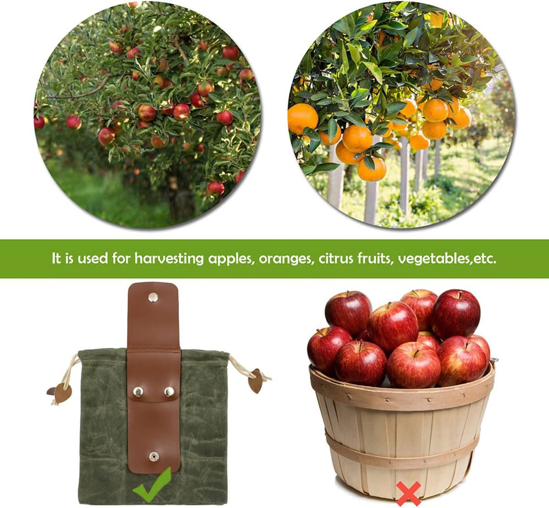 Collapsible Waxed Canvas Foraging Pouch with Leather Loop – 1+1 FREE