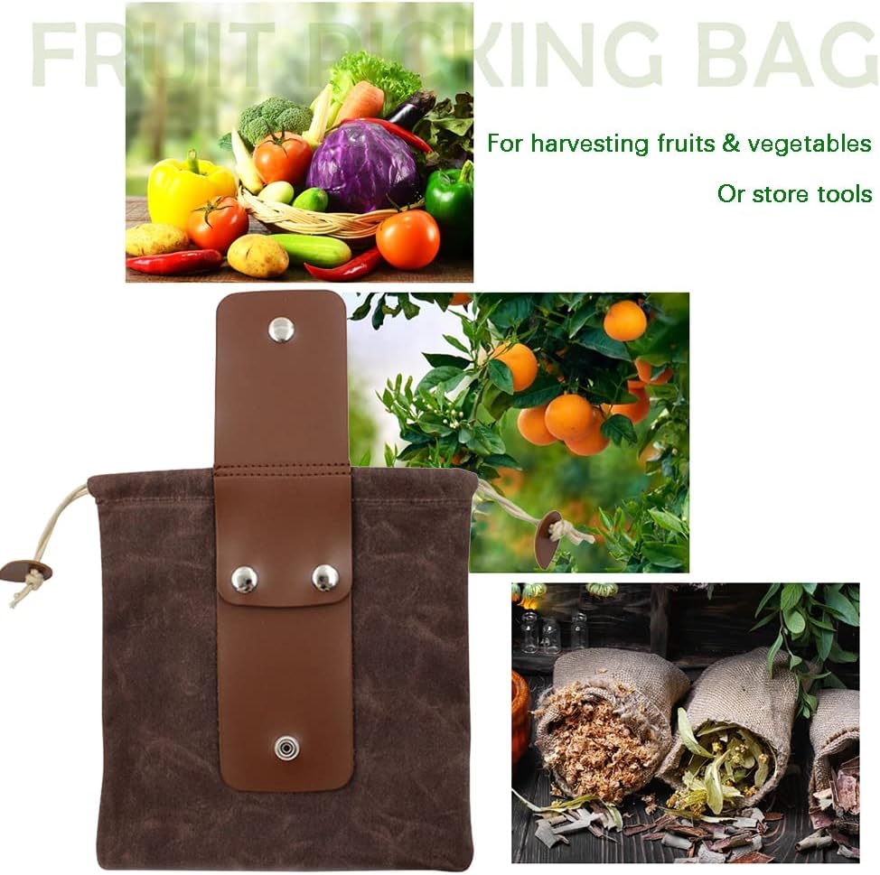 Collapsible Waxed Canvas Foraging Pouch with Leather Loop – 1+1 FREE