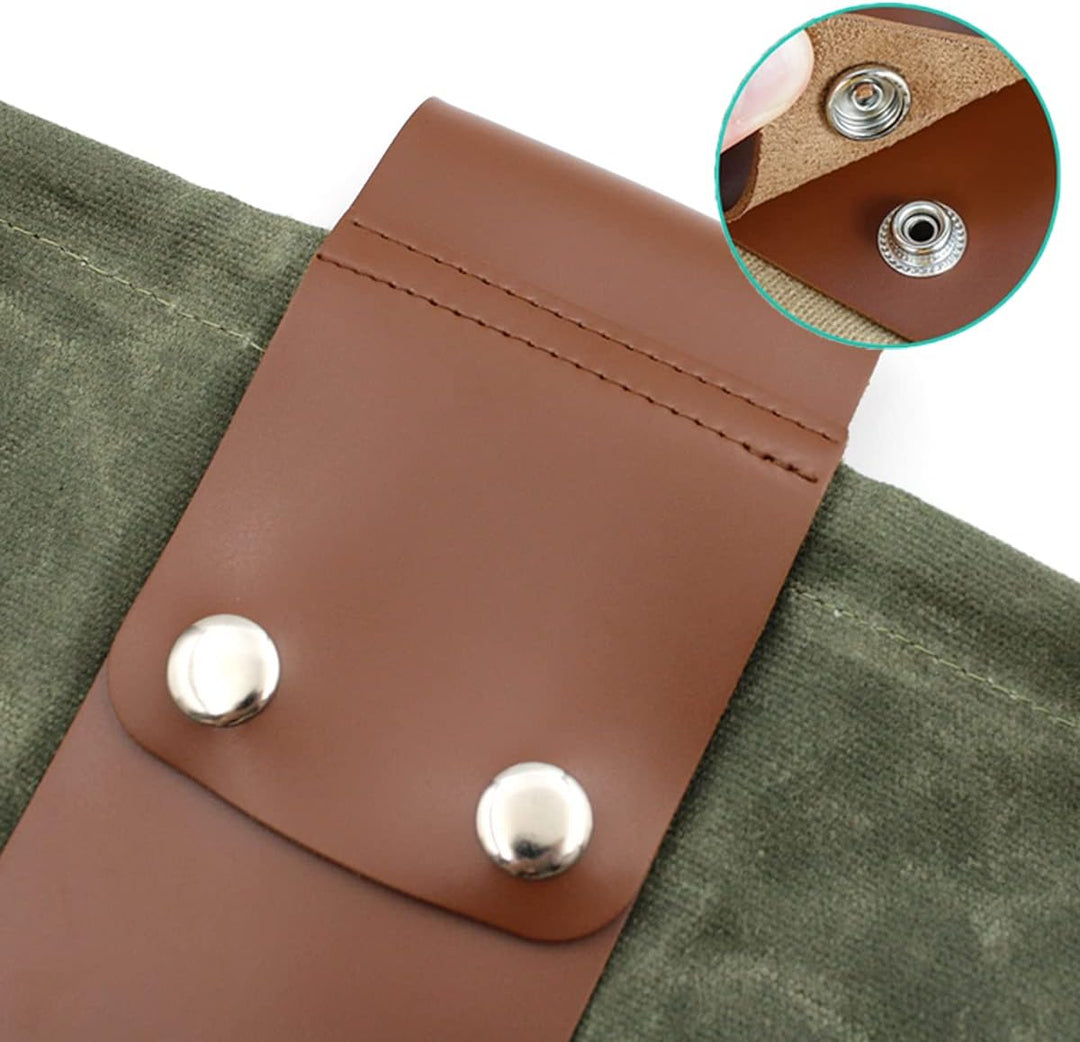 Collapsible Waxed Canvas Foraging Pouch with Leather Loop – 1+1 FREE