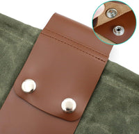 Collapsible Waxed Canvas Foraging Pouch with Leather Loop – 1+1 FREE