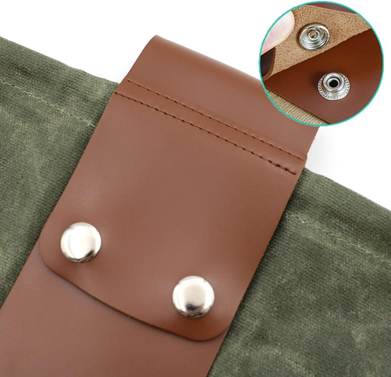 Collapsible Waxed Canvas Foraging Pouch with Leather Loop – 1+1 FREE