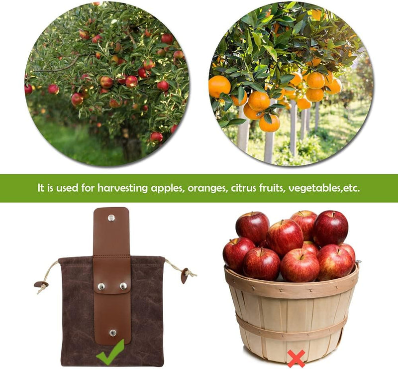 Collapsible Waxed Canvas Foraging Pouch with Leather Loop – 1+1 FREE