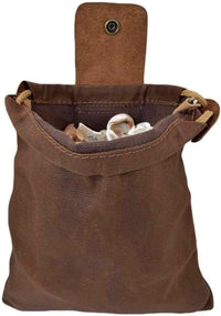 Collapsible Waxed Canvas Foraging Pouch with Leather Loop – 1+1 FREE