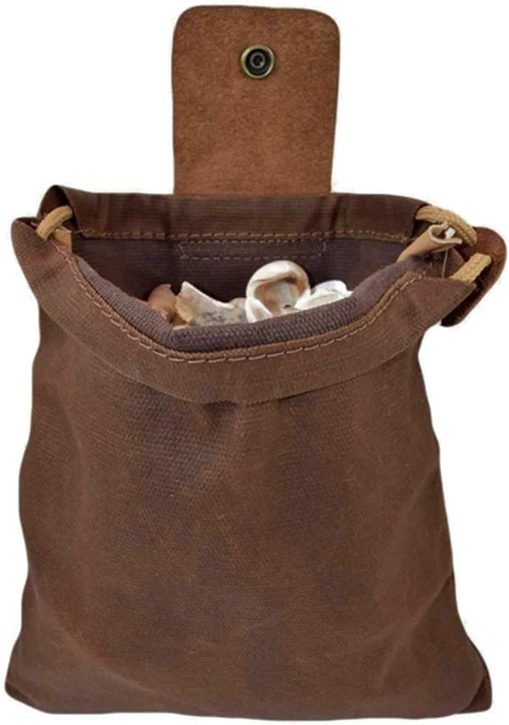 Collapsible Waxed Canvas Foraging Pouch with Leather Loop – 1+1 FREE