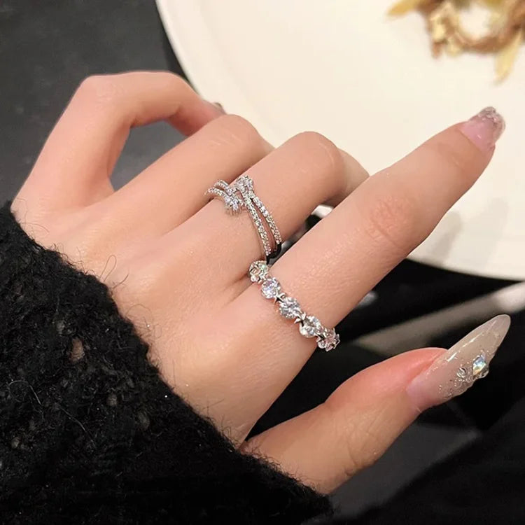 Astrid Double-Layered Star Ring Set-Multiple Stones-State of Style