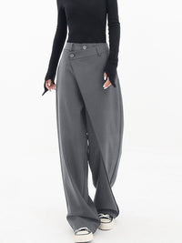Asymmetric Comfort Pants - Livia-Grey-S (36)-State of Style