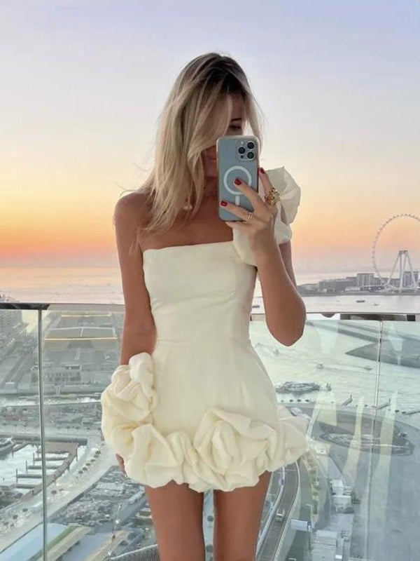 Asymmetric One-Shoulder Dress - Evelyn-White-S-State of Style