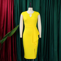 Asymmetric Sleeveless Plus Size Dress-Blue-S-State of Style