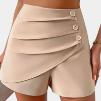 Asymmetric Women's Shorts with Decorative Buttons – Nerina-XS-State of Style