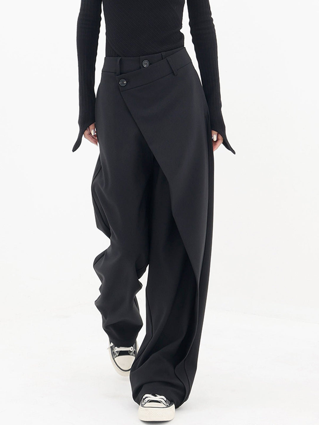Asymmetrical Comfort Trousers - Livia-Black-S (36)-State of Style