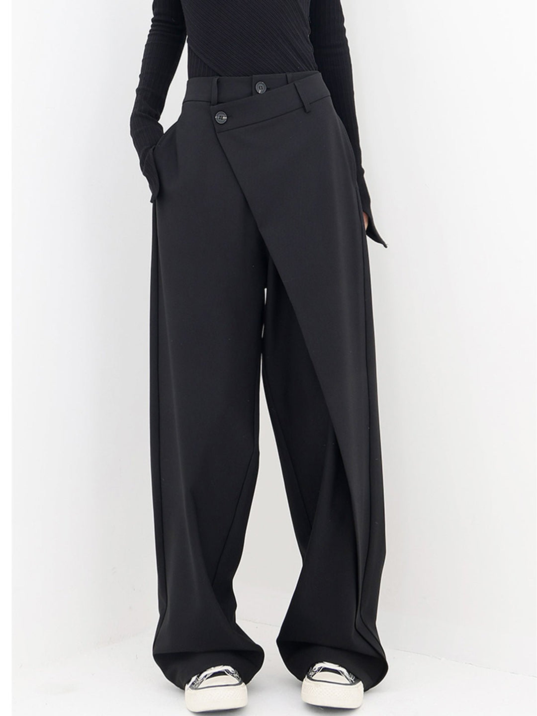 Asymmetrical Comfort Trousers - Livia-Black-S (36)-State of Style