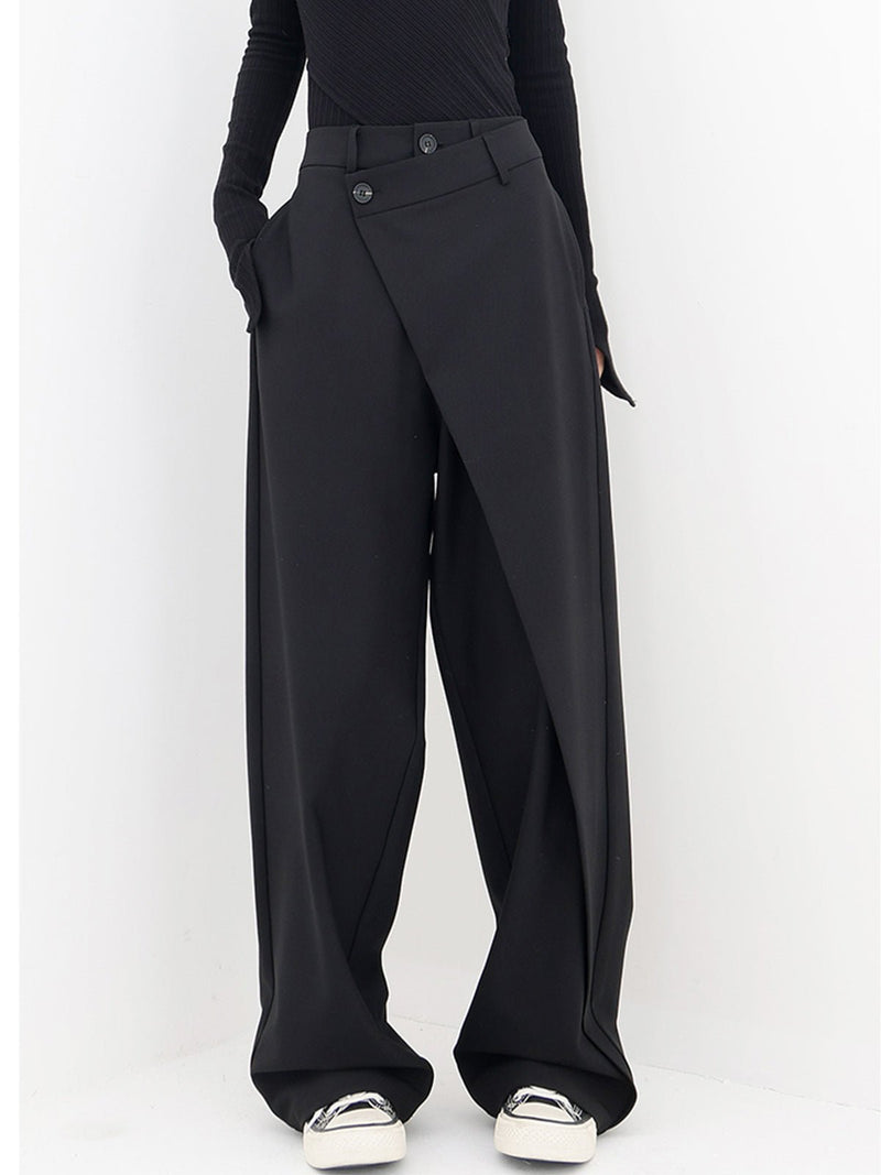 Asymmetrical Comfort Trousers - Livia-Black-S (36)-State of Style