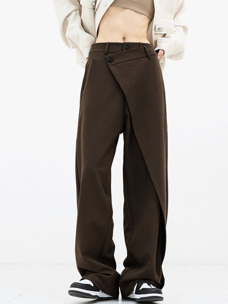 Asymmetrical Comfort Trousers - Livia-Dark Brown-S (36)-State of Style