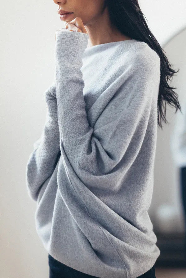 Asymmetrical Oversized Women's Sweater - Sophia-Grey-State of Style