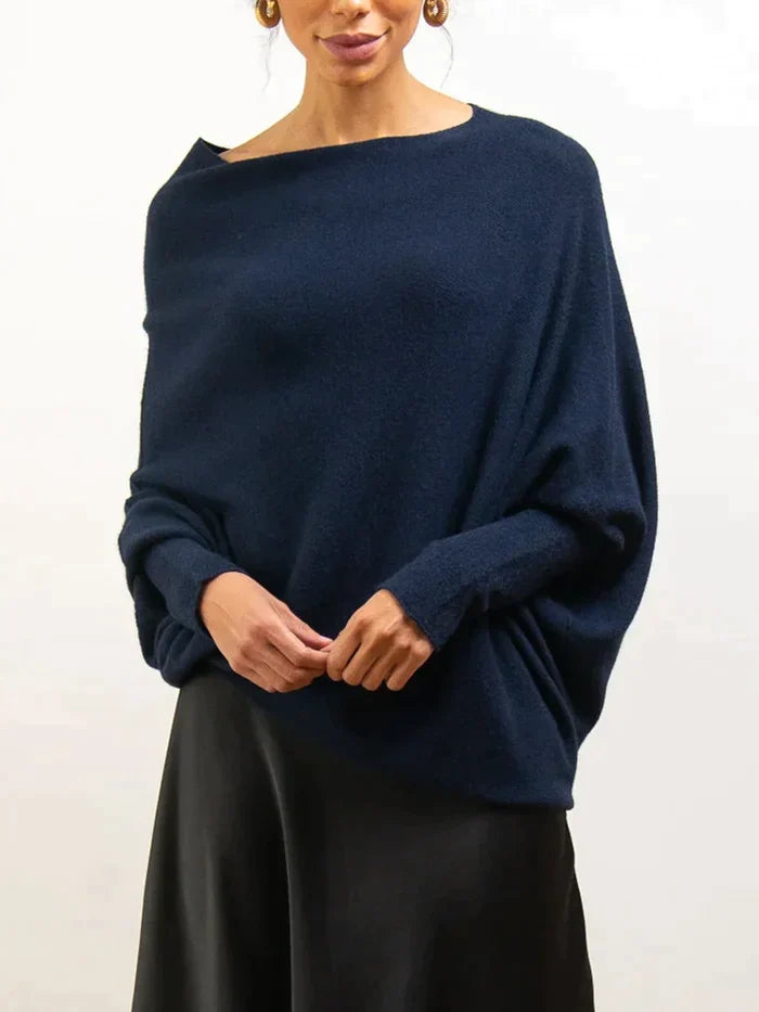 Asymmetrical Oversized Women's Sweater - Sophia-Navy Blue-State of Style