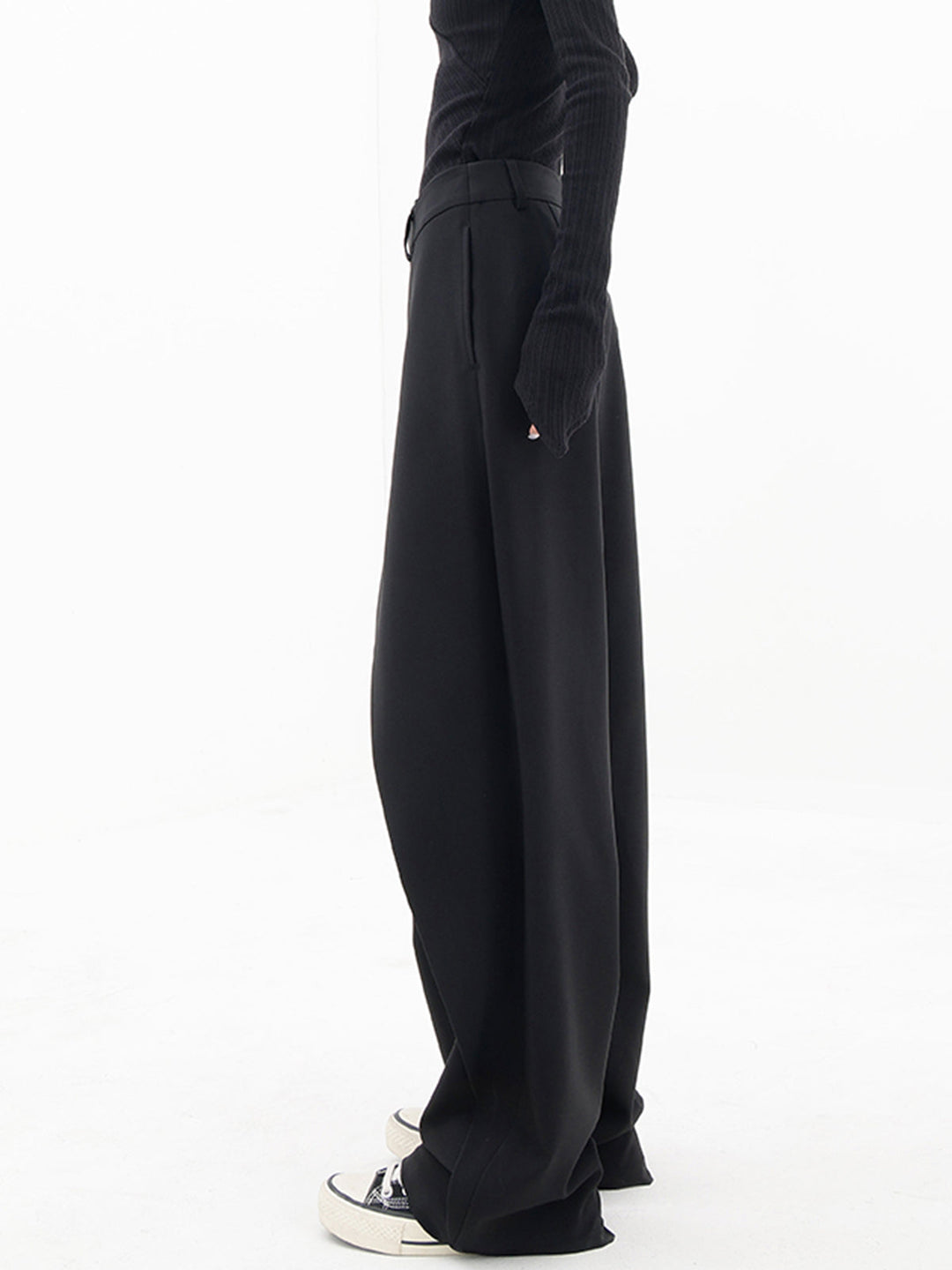 Asymmetrical Wide Women's Trousers with Double Button – Noa-Black-XS-State of Style