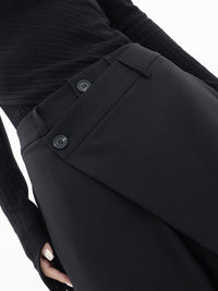 Asymmetrical Wide Women's Trousers with Double Button – Noa-Black-XS-State of Style