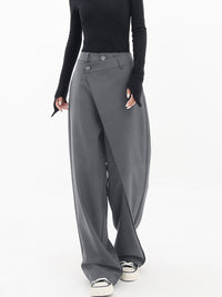 Asymmetrical Wide Women's Trousers with Double Button – Noa-Grey-XS-State of Style