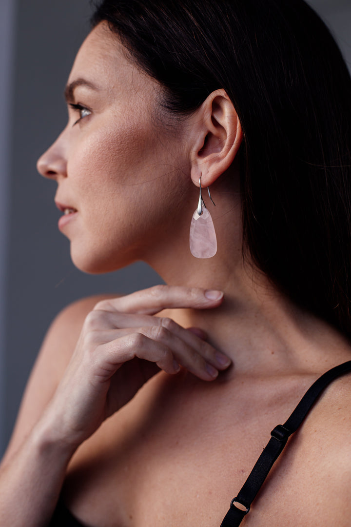 Aura Rose Quartz Protection Earrings - Ameline-State of Style