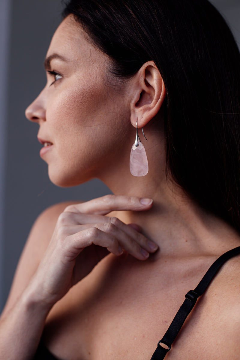 Aura Rose Quartz Protection Earrings - Ameline-State of Style