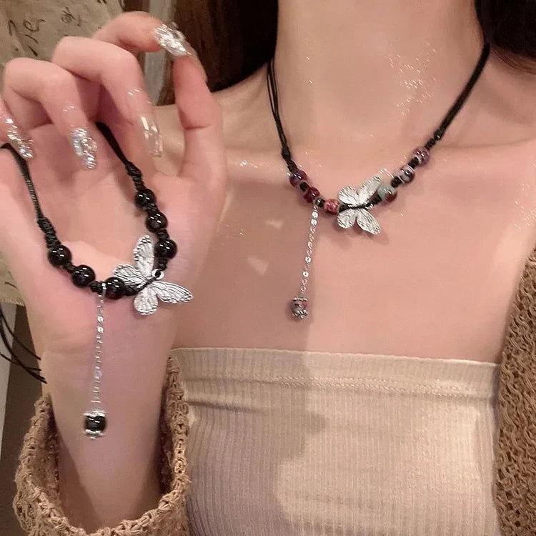 Aurora Butterfly and Pearl Necklace-Coloured-State of Style