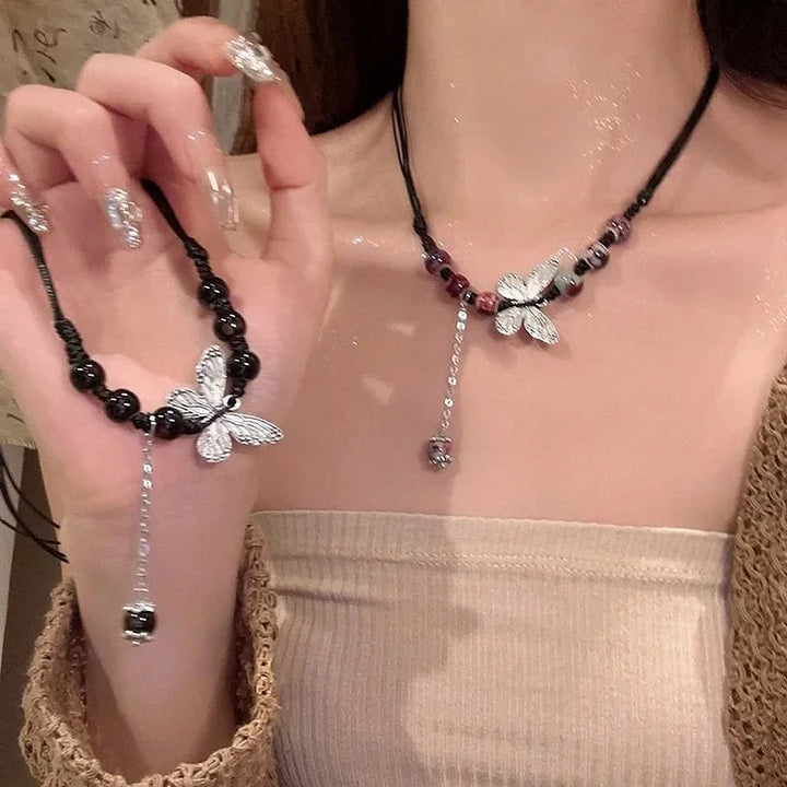 Aurora Butterfly and Pearl Necklace-Coloured-State of Style