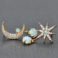 Aurora Gold Moon & Star Opal Earrings-State of Style