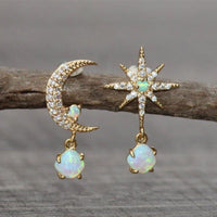 Aurora Gold Moon & Star Opal Earrings-State of Style