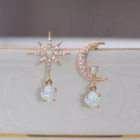 Aurora Gold Moon & Star Opal Earrings-State of Style