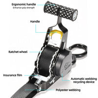 Auto Straps For Cargo Tape Retractable Belts For Load Luggage Strap Ratchet Tensioner Belt For Motorcycles Ratchet Strap For Car-State of Style
