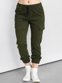 Aveline | Spring Cargo Pants with Drawstring-Army Green-M-State of Style