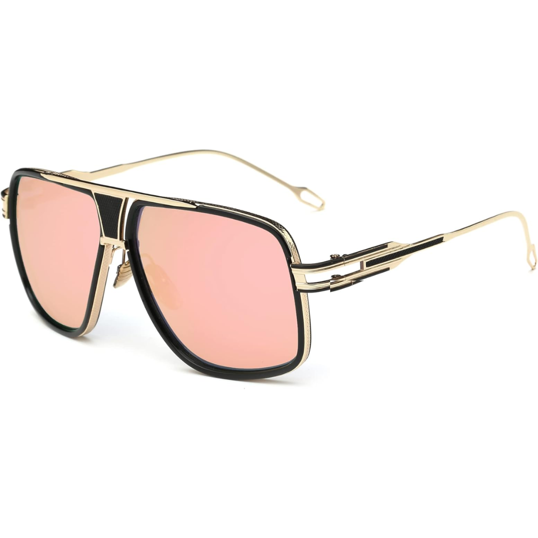 Aviator Sunglasses for Men – Jimmy-Gold and mirrored pink lens-State of Style