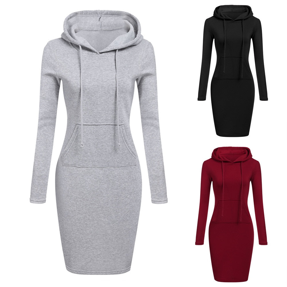 AyasDress I Hooded Sweatshirt Dress | Comfortable & Stylish-Wine Red-S-State of Style
