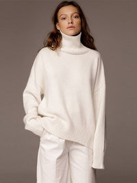 AylasShirt | Oversized Turtleneck Sweater for Women-White-S-State of Style