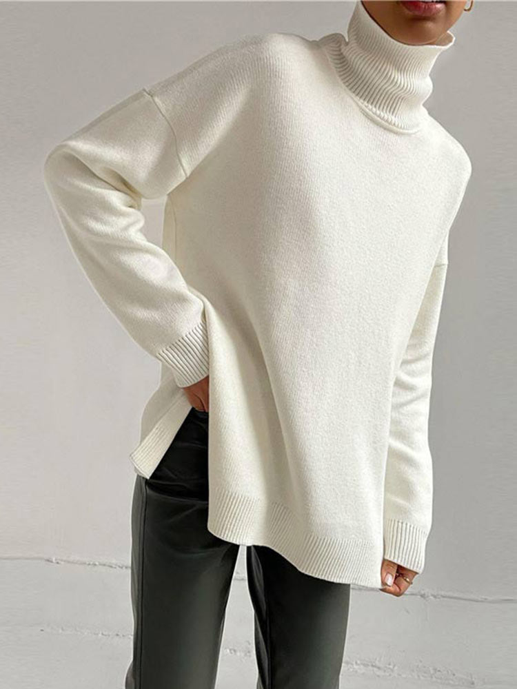AylasShirt | Oversized Turtleneck Sweater for Women-White-S-State of Style
