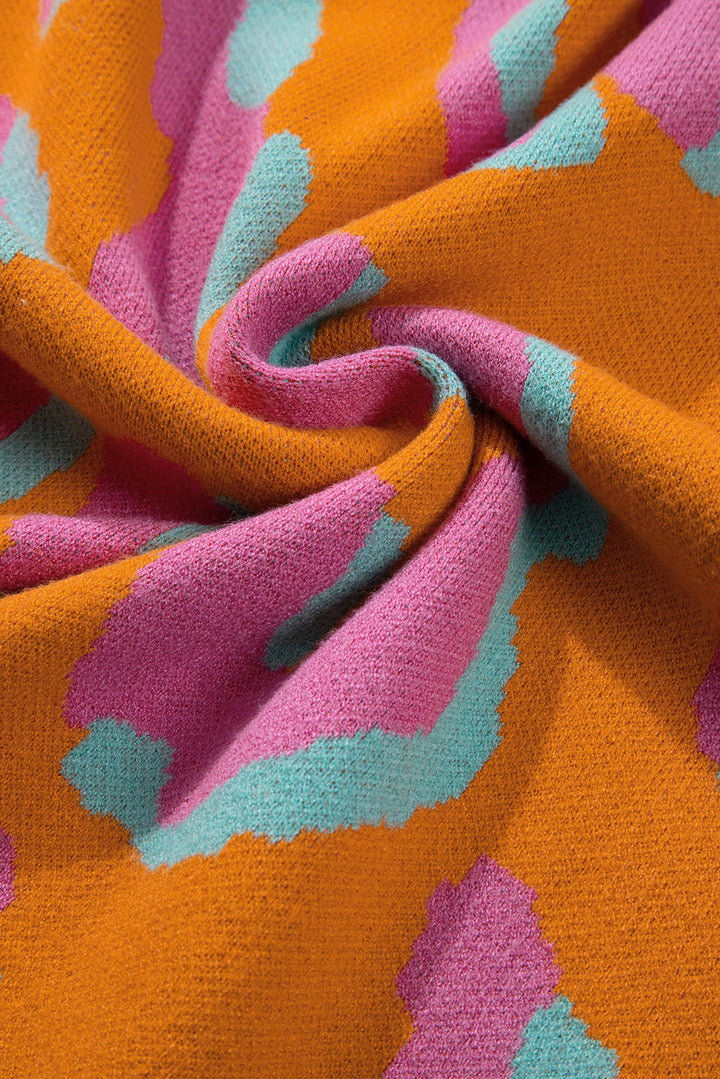 Ladies' Sweater With Colour Block Leopard Print And Round Neck - Liora