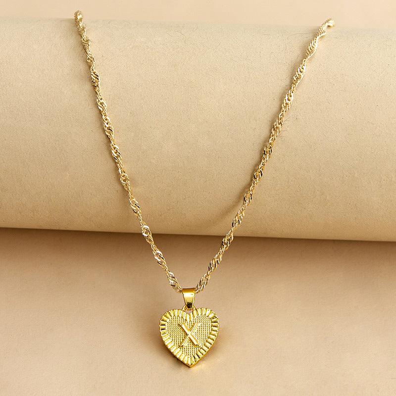 Gold Initial Heart Pendant Necklace - Amara