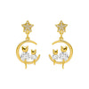 Golden Cat Earrings with Zirconia – Feline