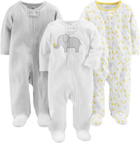 Baby 3-pack winter sleep and play set-Light grey mini stripe/White elephant/Giraffe-Newborn-State of Style