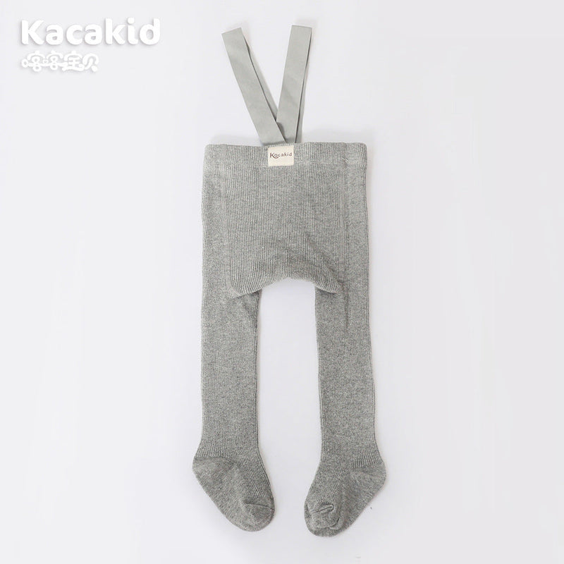 Baby Girls' and Boys' Knitted Trousers with High Waist-Light grey-0-12 months-State of Style