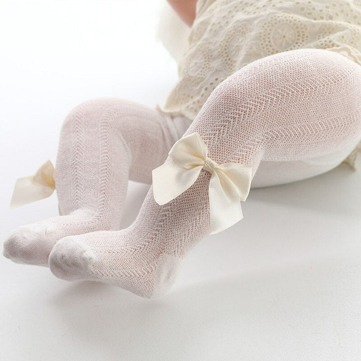 Baby Girls' Tights With Bow – Spring & Autumn-Beige-State of Style
