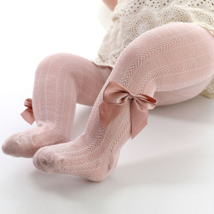 Baby Girls' Tights With Bow – Spring & Autumn-Pink-State of Style