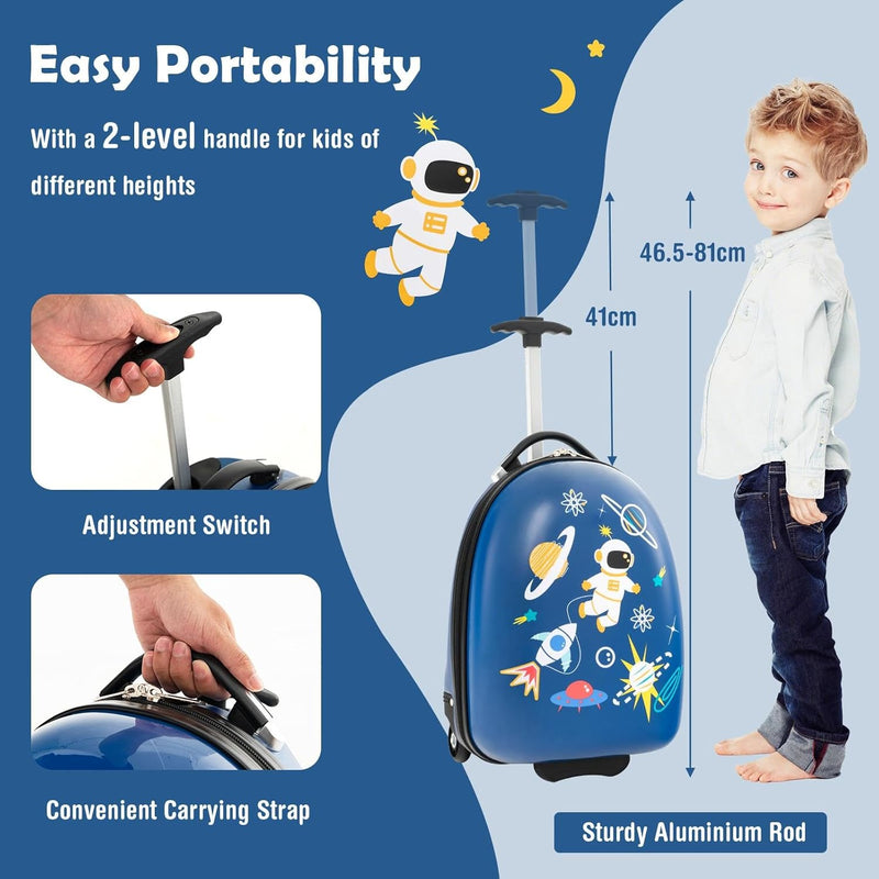Kids 16" (40 cm) Hard Shell Carry-On Luggage with Wheels