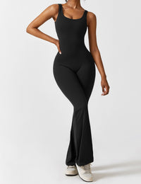 Backless jumpsuit with flared trousers – Liv-Black-S-State of Style