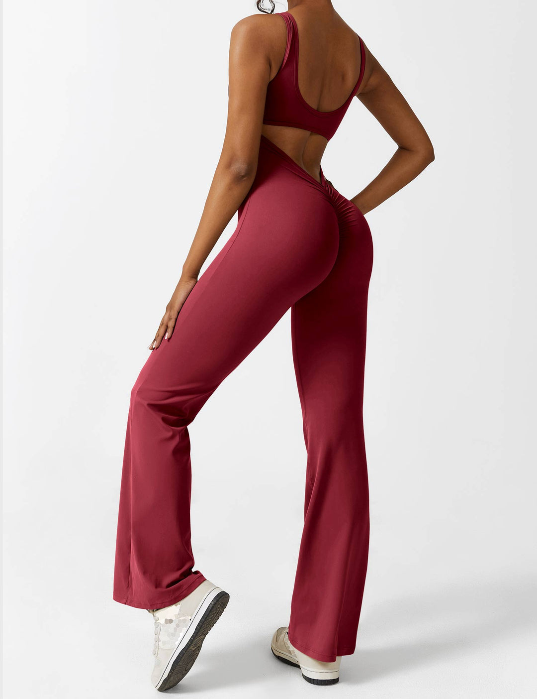 Backless jumpsuit with flared trousers – Liv-Dark blue-S-State of Style