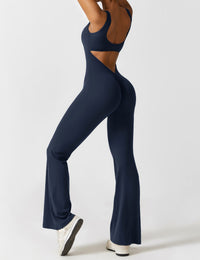 Backless jumpsuit with flared trousers – Liv-Dark blue-S-State of Style