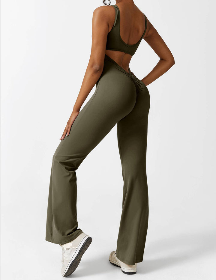 Backless jumpsuit with flared trousers – Liv-Dark blue-S-State of Style
