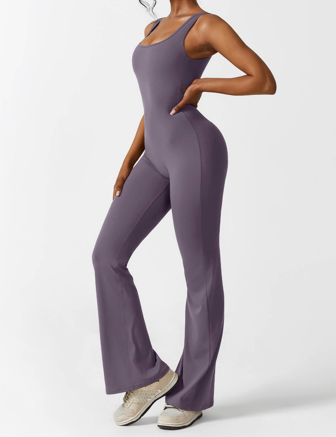 Backless jumpsuit with flared trousers – Liv-Dark blue-S-State of Style