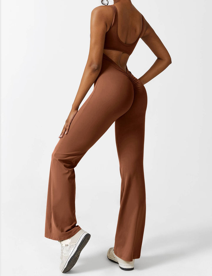 Backless jumpsuit with flared trousers – Liv-Dark blue-S-State of Style