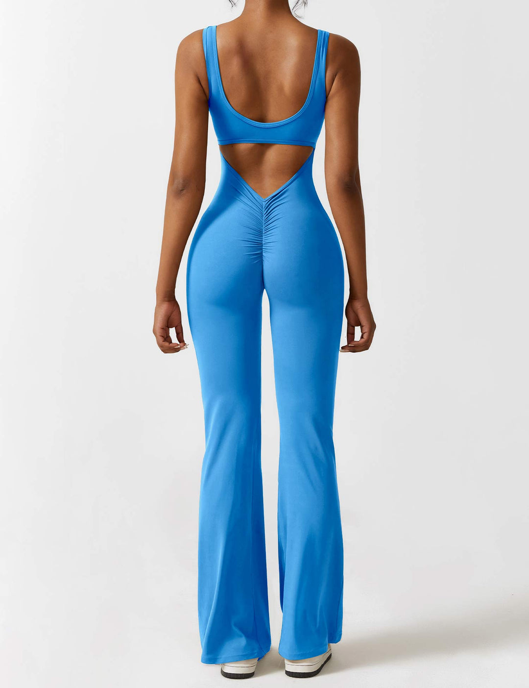 Backless jumpsuit with flared trousers – Liv-Dark blue-S-State of Style